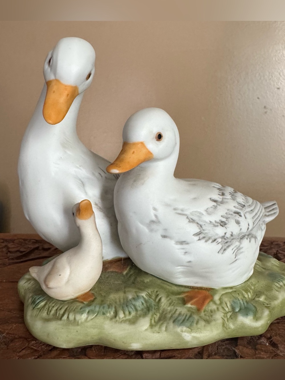 Vintage Homco Country Duck Family Figurine Bisque Porcelain Cottagecore